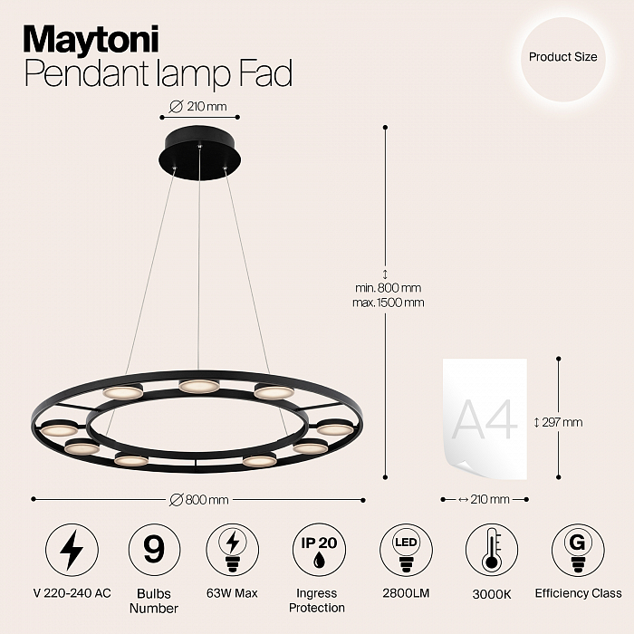 Светильник Maytoni MOD070PL-L63B3K